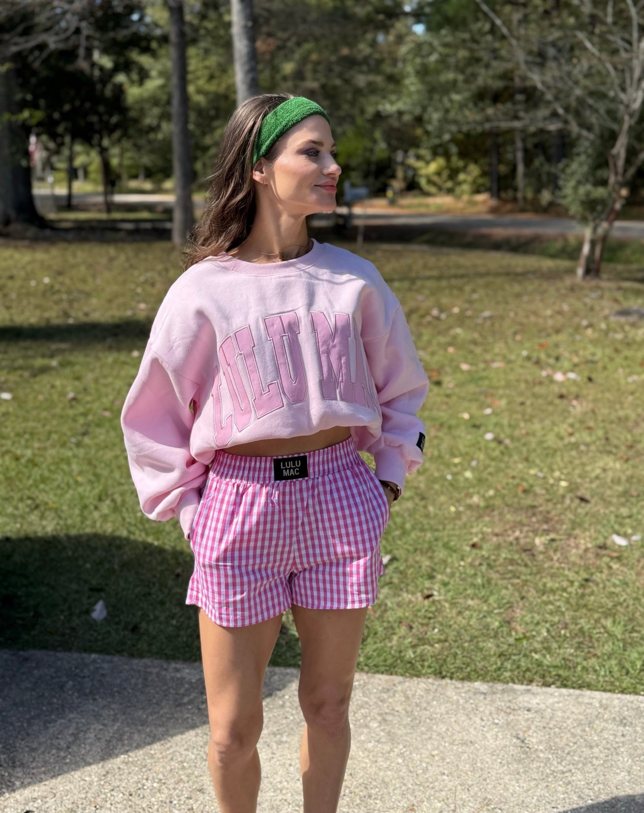 ,ULU MAC PINK GINGHAM SHORTS