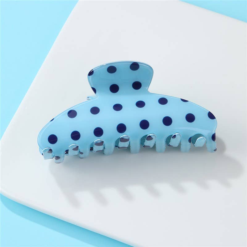 Retro Polka Dot Hair Claw - Glossy Spotted French ETA 9/16