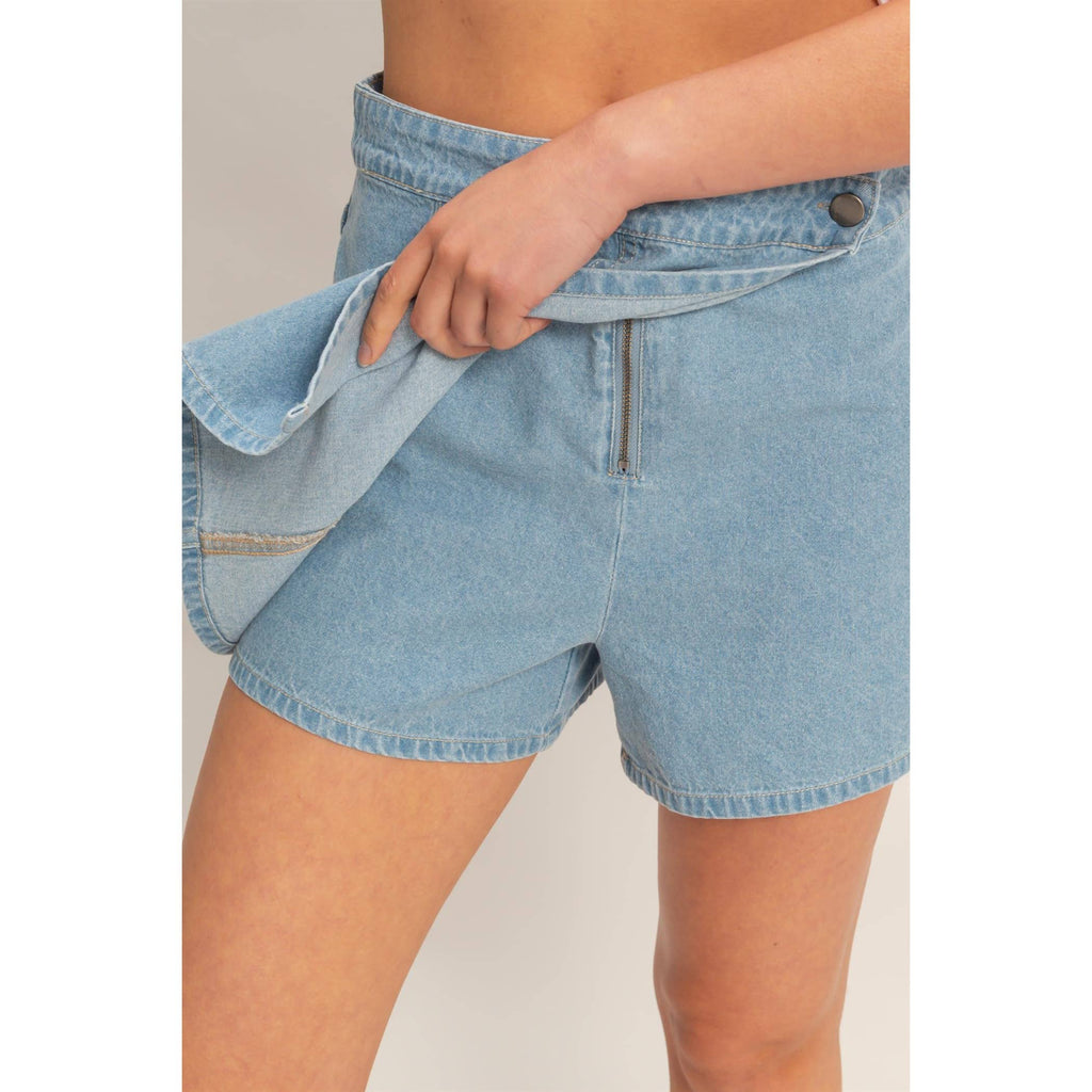 Wrap Front Denim Skort ETA 7/30