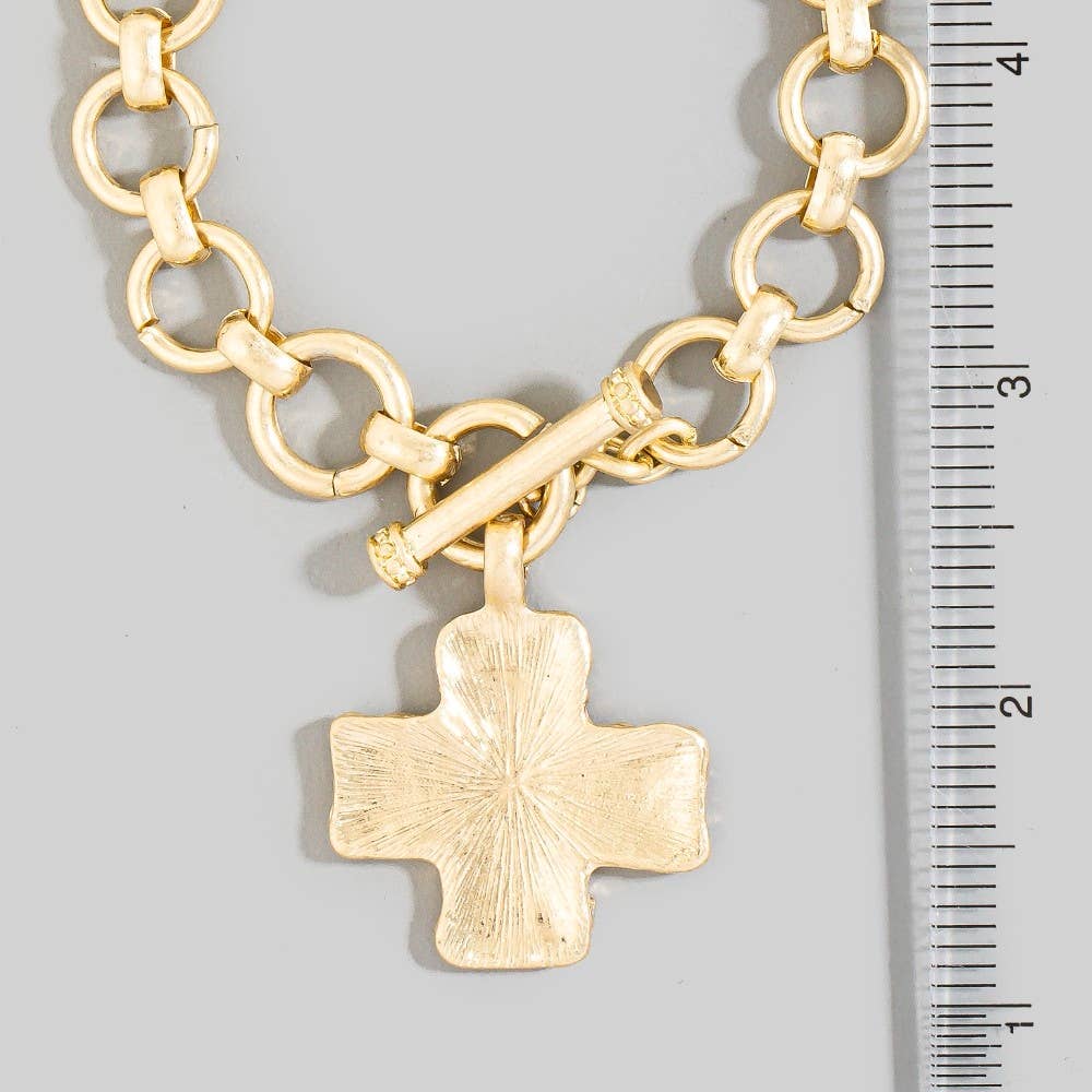 Cross Toggle Bracelet Gold
