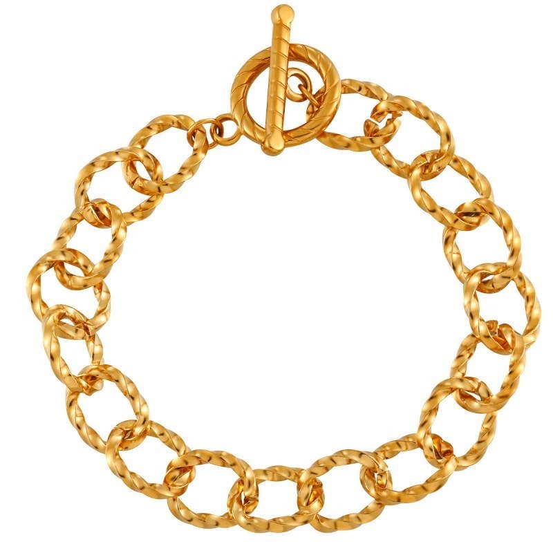 18K STAINLESS STEEL TARNISH FREE CHAIN BRACELET 9/16