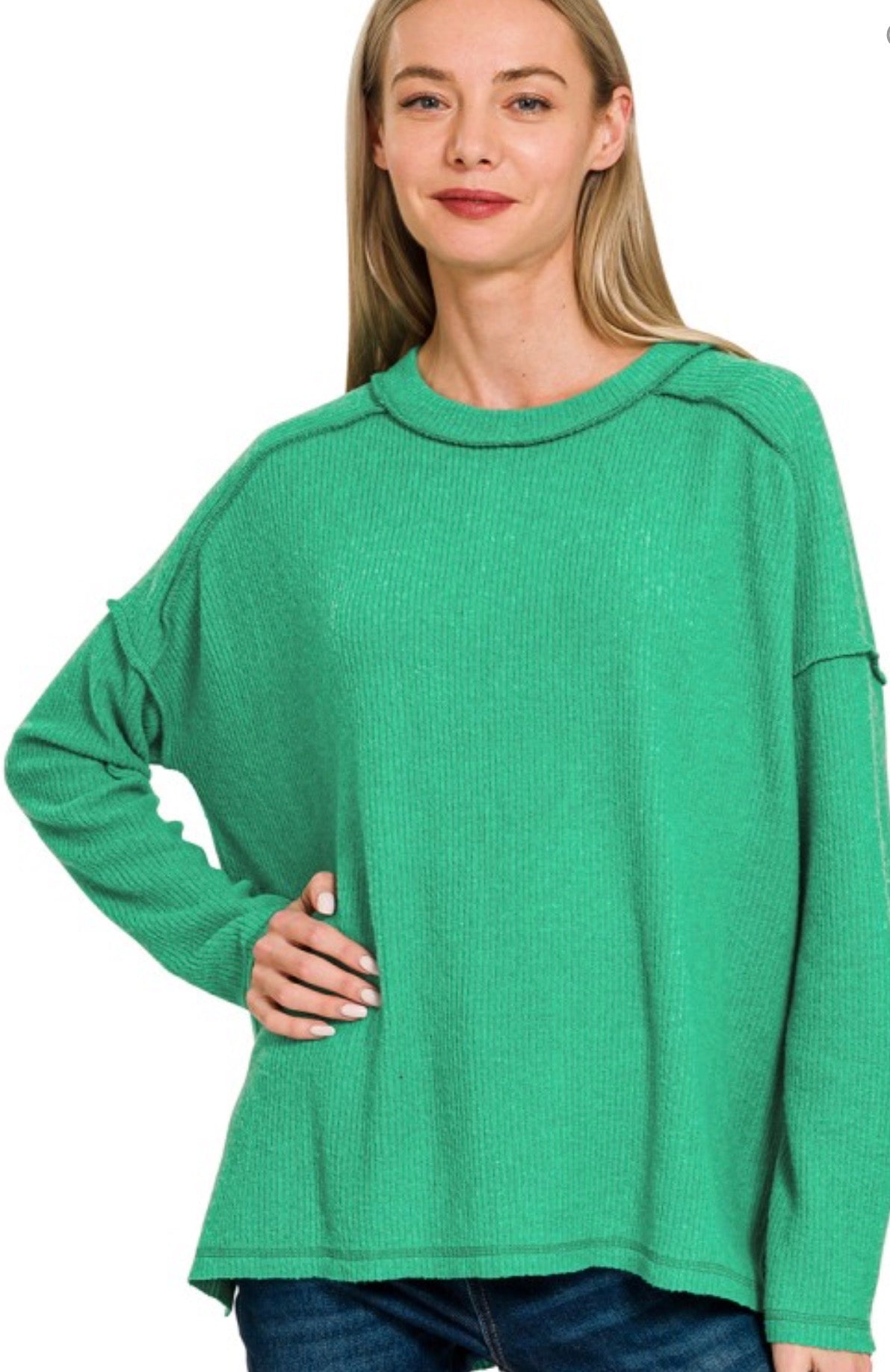 Green Brushed Zenana Top