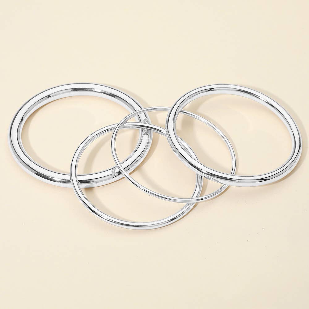 3PCS - Smooth Metal Stackable Multi Layered Bangle Bracelets