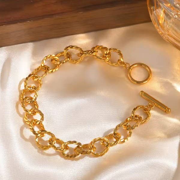 18K STAINLESS STEEL TARNISH FREE CHAIN BRACELET 9/16