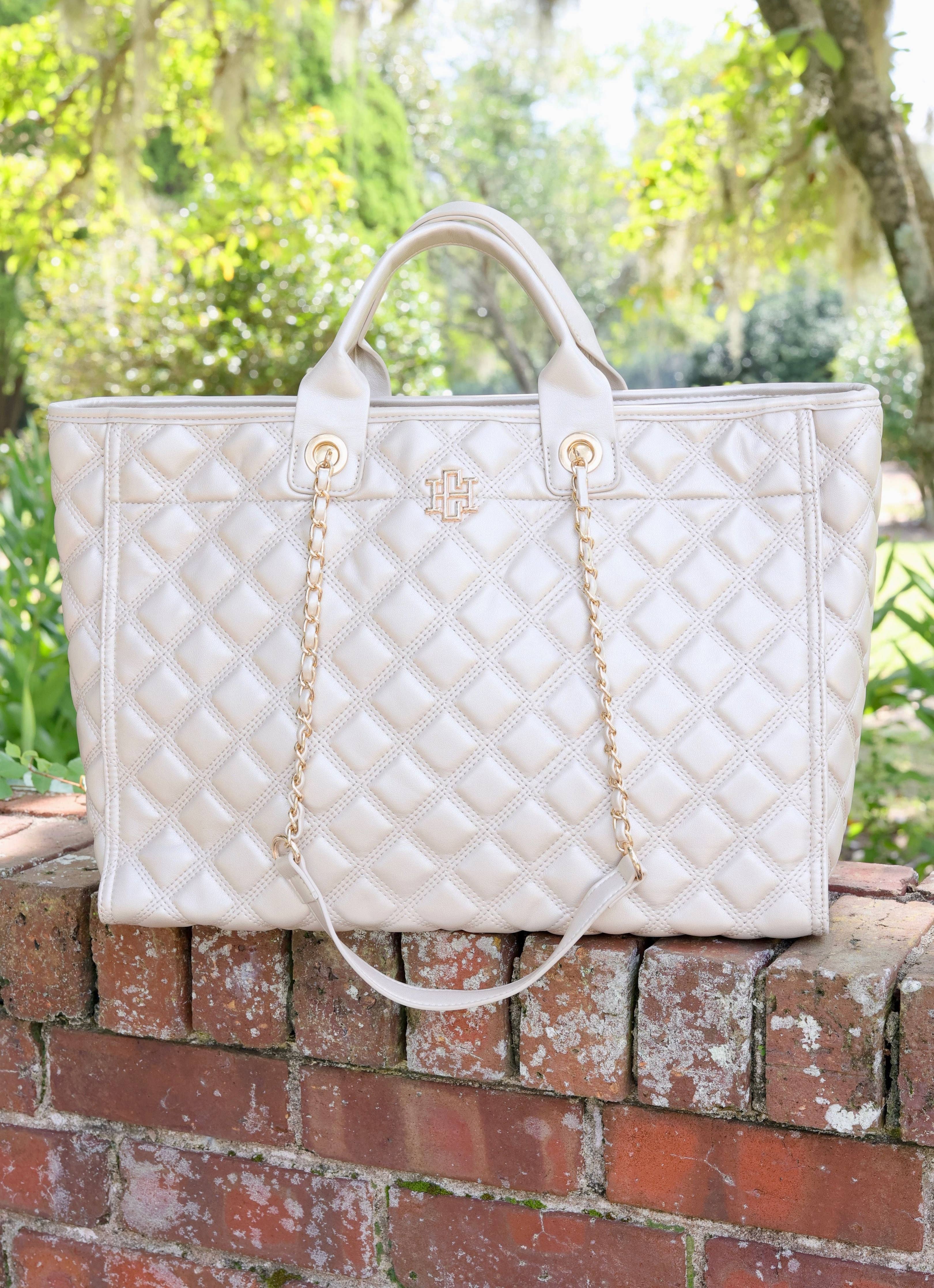 Melissa Tote Bag Pearl Quilted DQ Caroline Hill