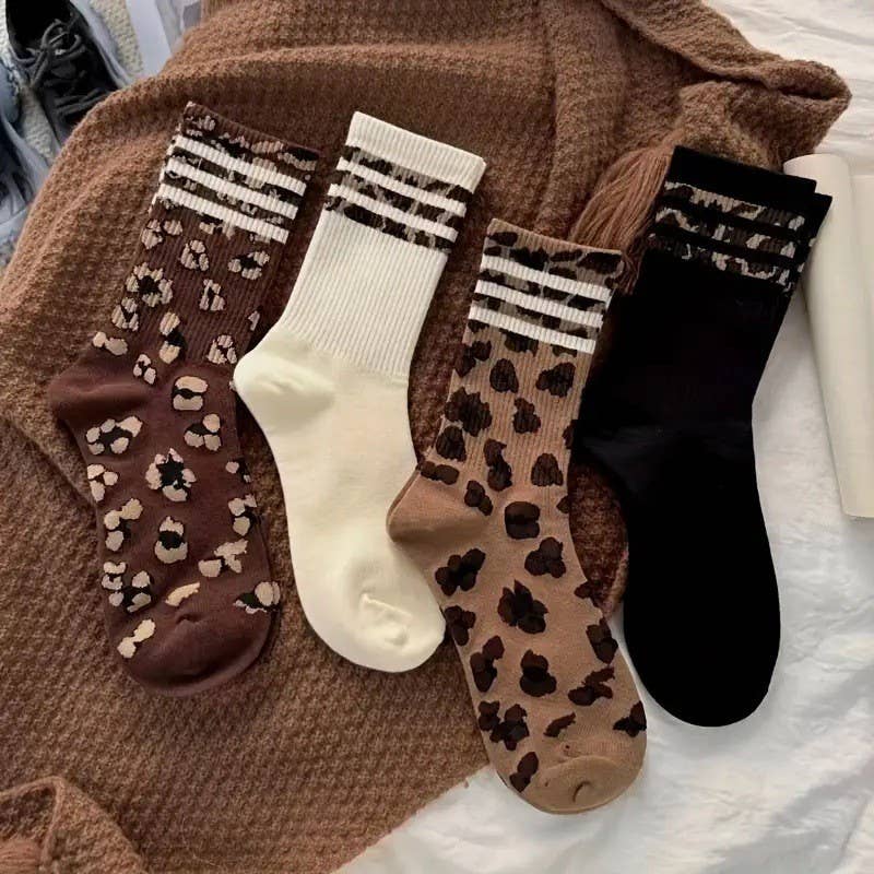 WOMAN ANIMAL LEOPARD HALF CREW THROWBACK SOCKS ETA 9/16
