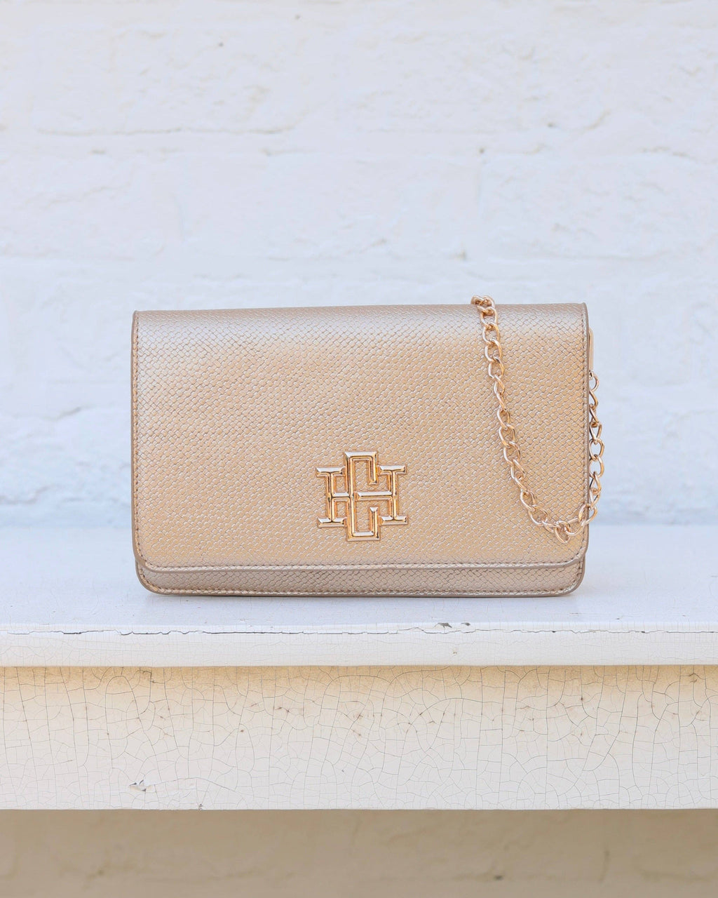 Bryn Clutch/Crossbody Woven Gold Caroline Hill