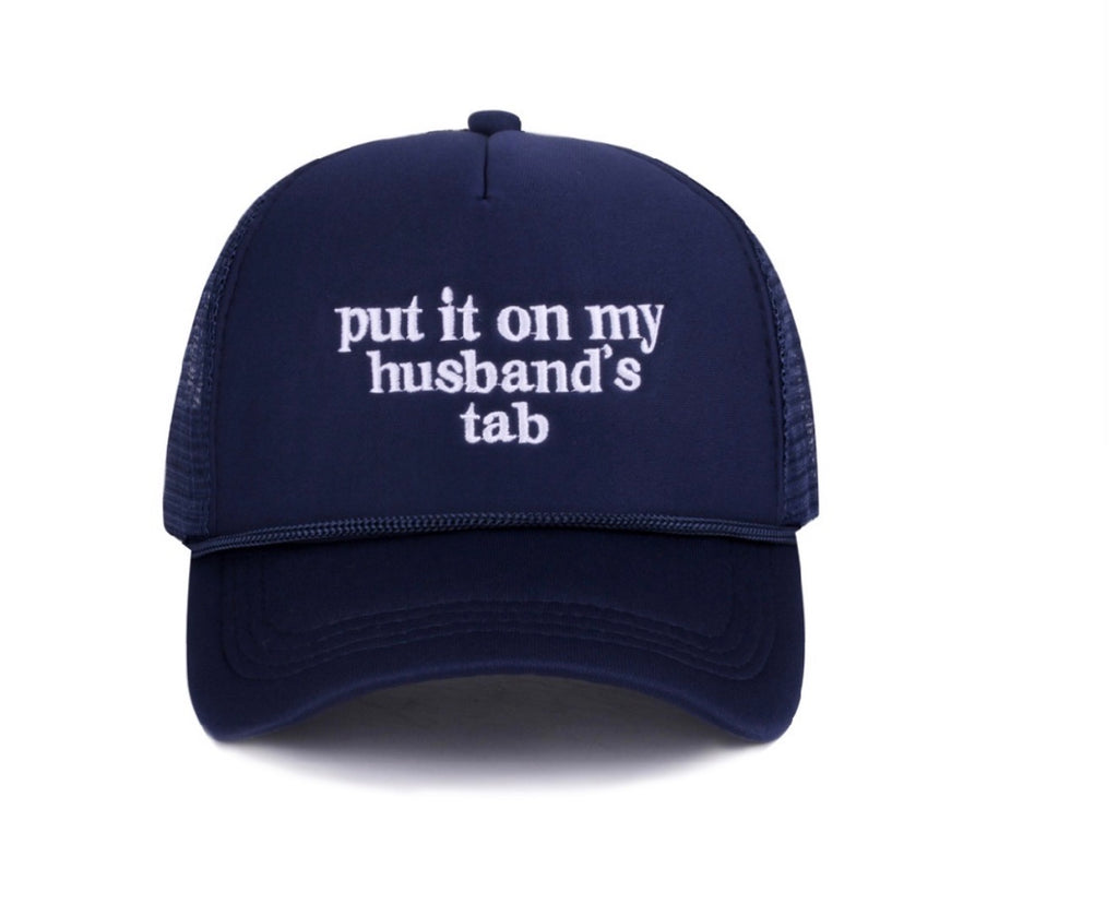 Put It On My Husbands Tab Navy Trucker Hat