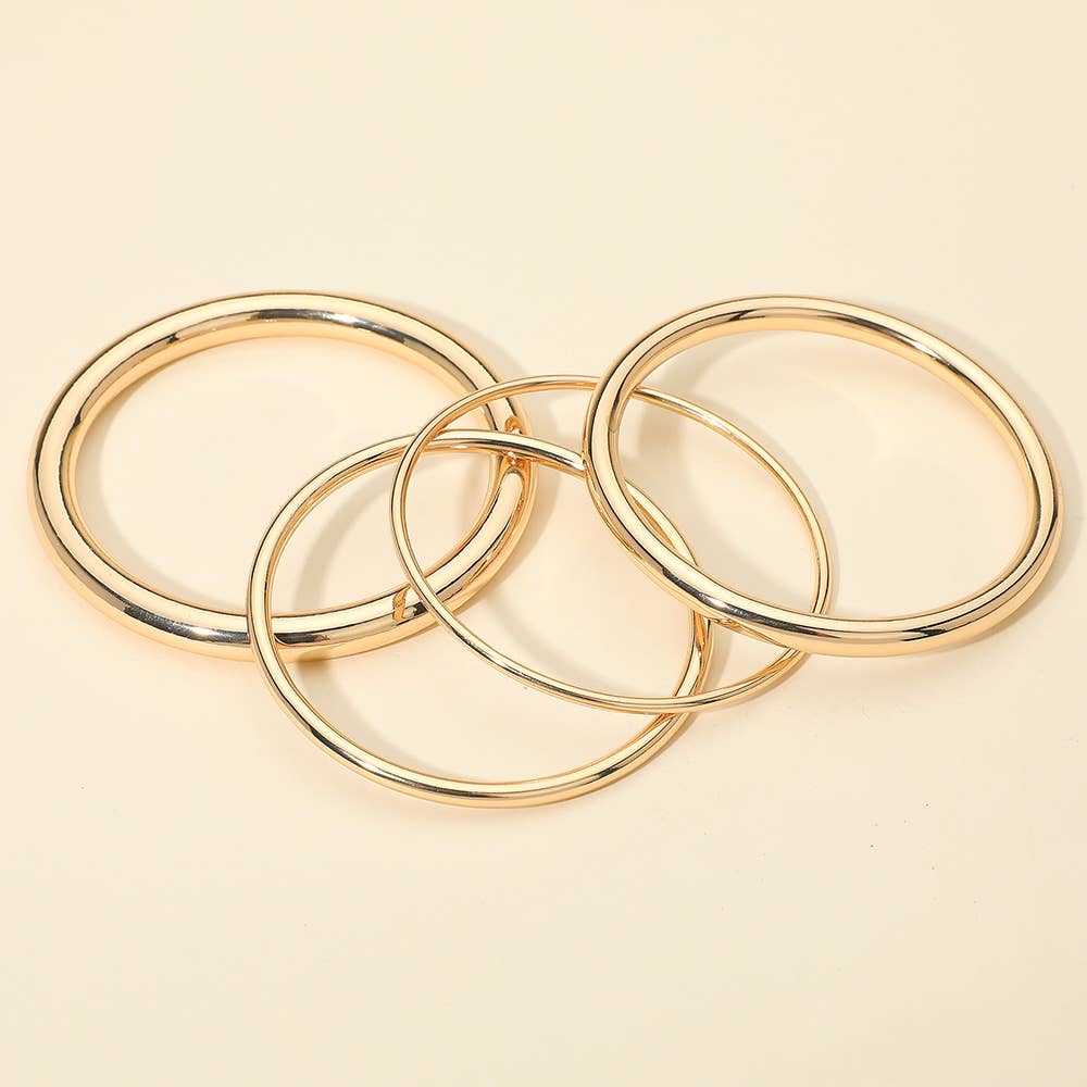 3PCS - Smooth Metal Stackable Multi Layered Bangle Bracelets