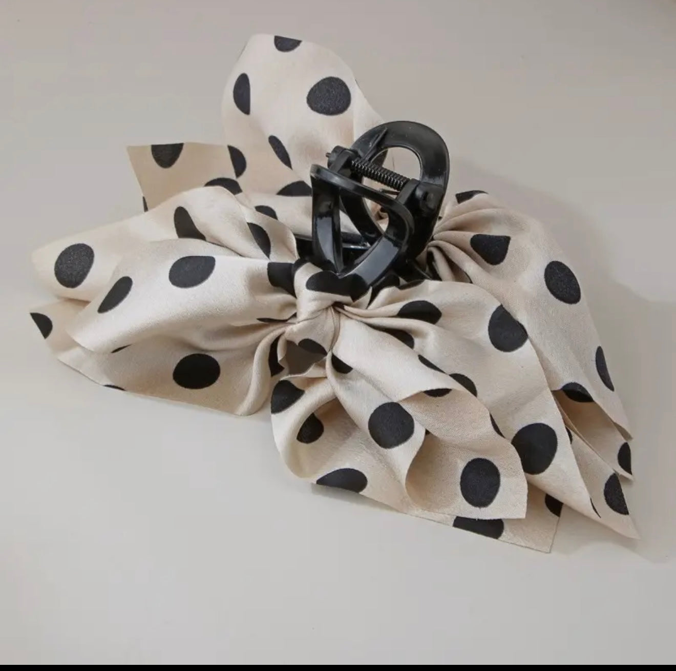 Polka Dot Off White Claw Clip