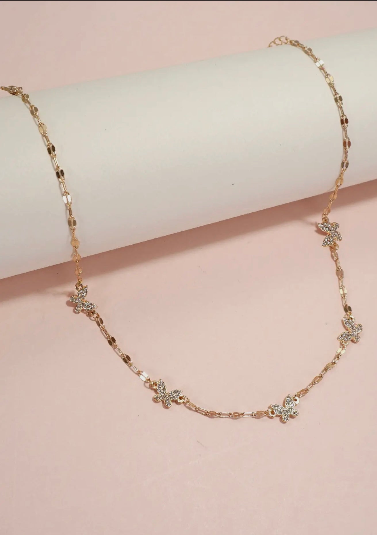 Rhinestone Butterfly Necklace