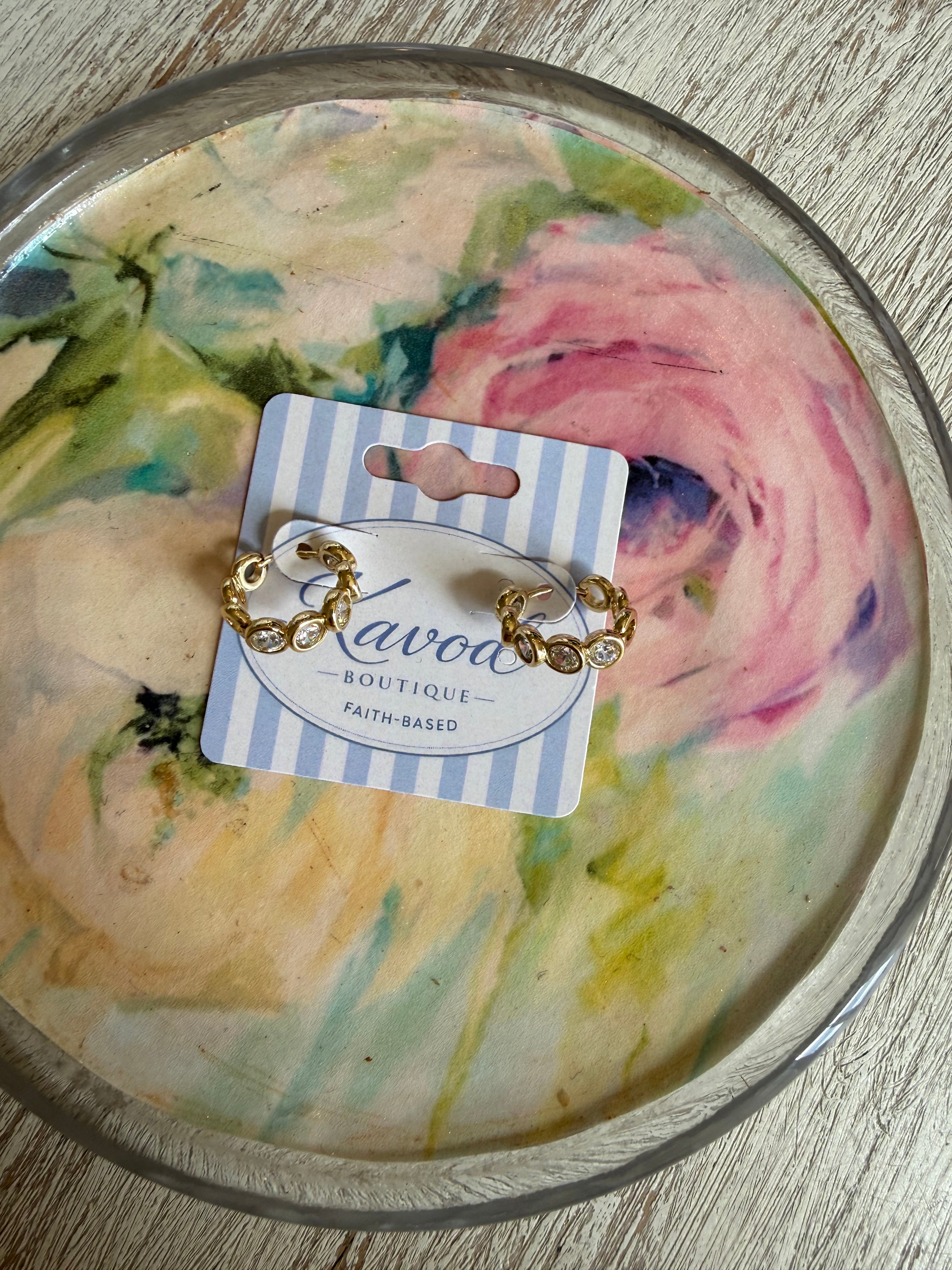 Dainty Clear Stone Hoop Earrings