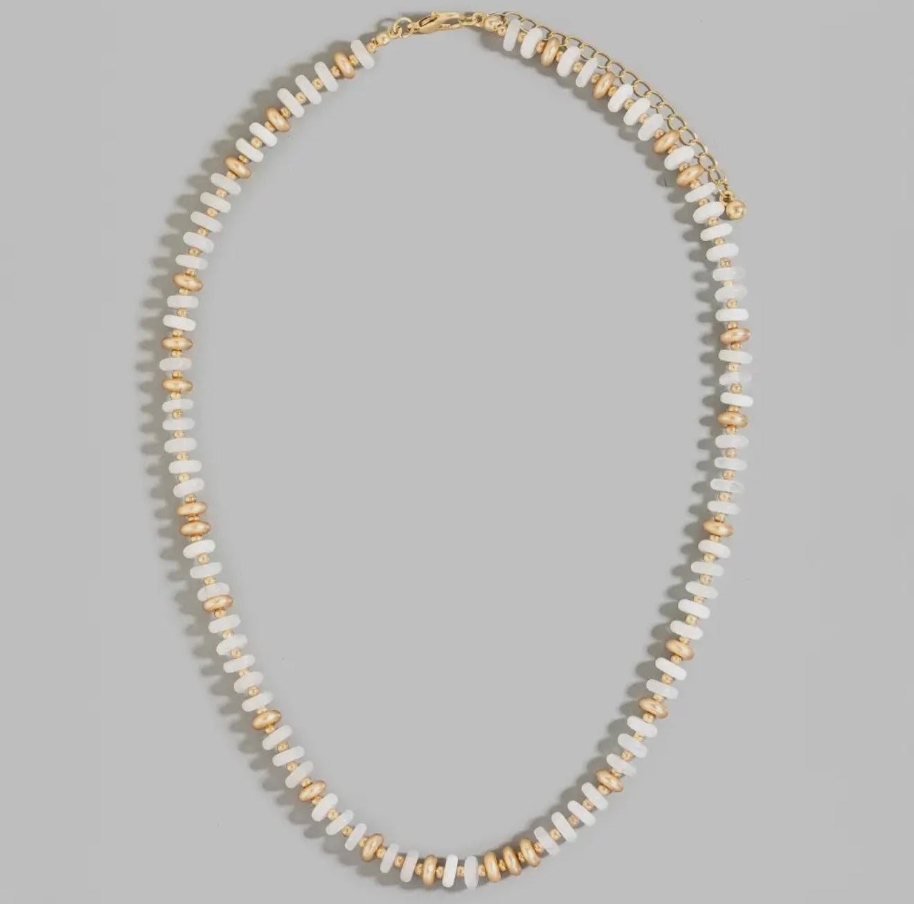 White and Gold Stone Necklace
