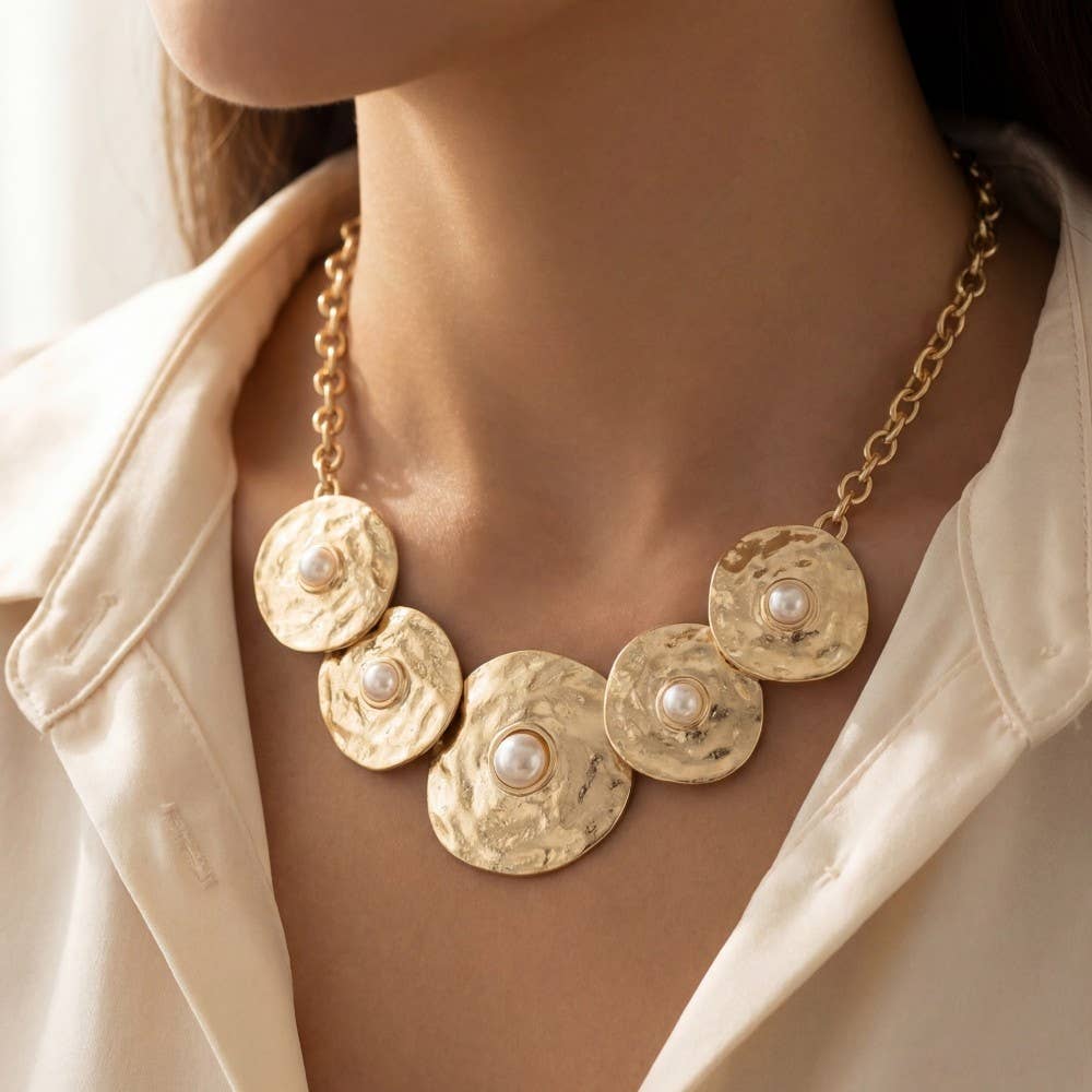 Gold and Pearl Statement Necklace