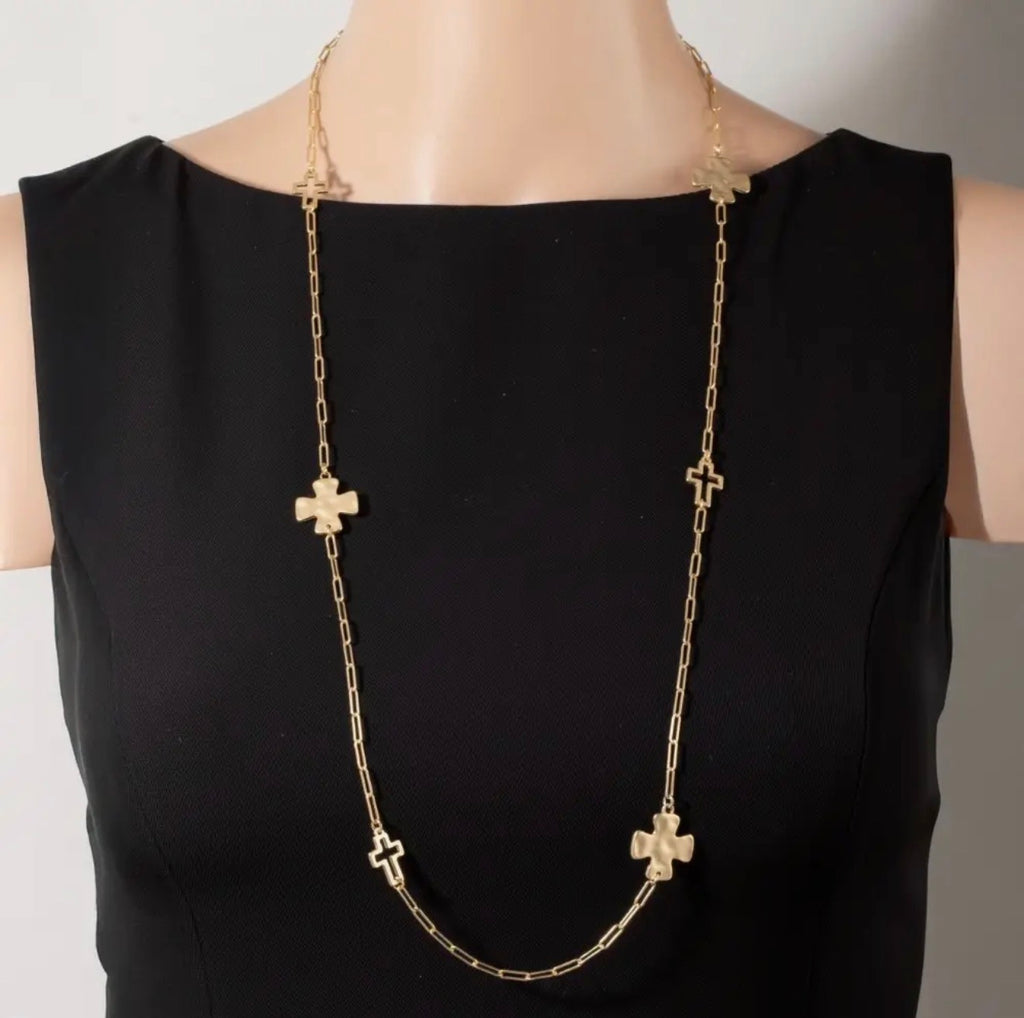 Long Gold Cross Necklace