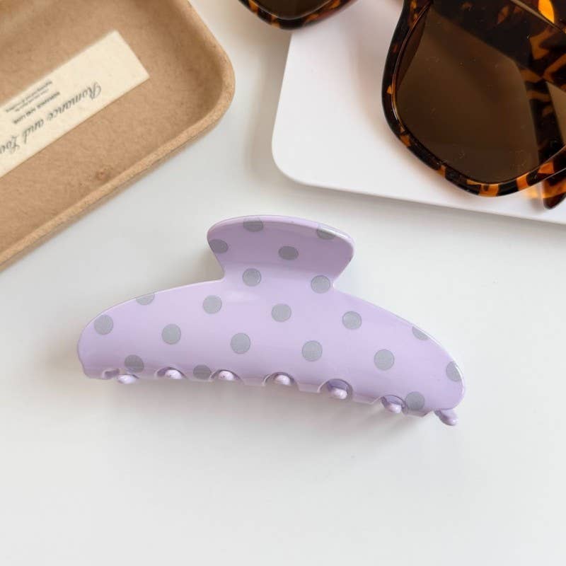 Retro Polka Dot Hair Claw - Glossy Spotted French ETA 9/16