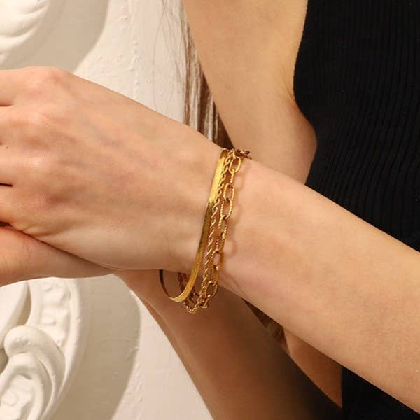 18K STAINLESS STEEL TARNISH FREE LAYERED BRACELET ETA 9/16