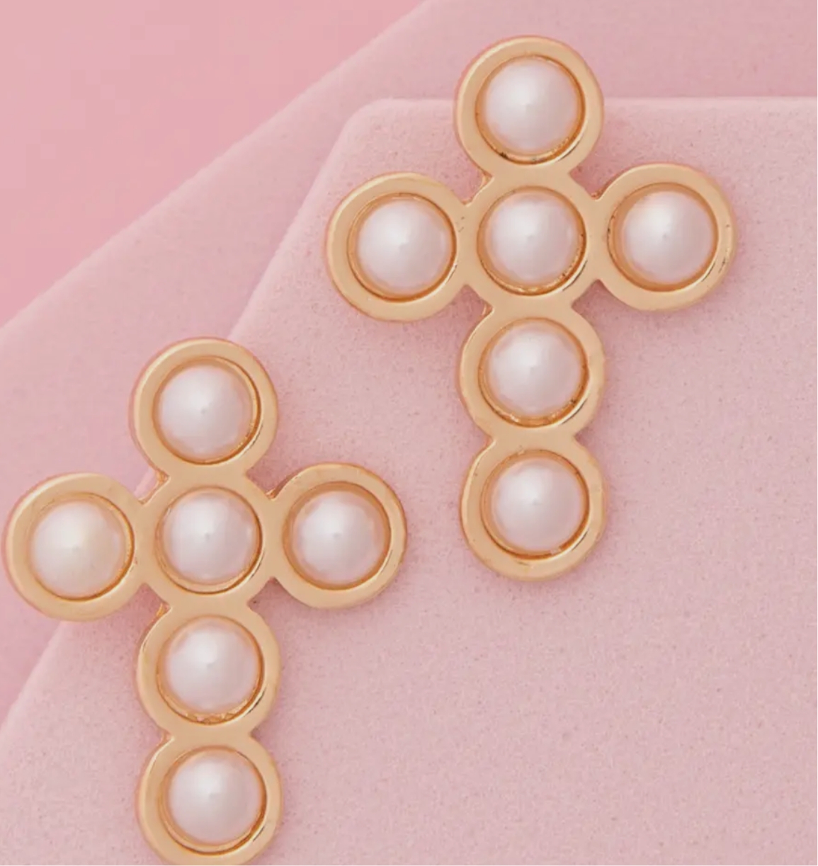 Pearl Cross Earrings