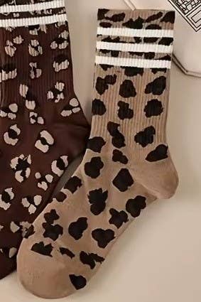 WOMAN ANIMAL LEOPARD HALF CREW THROWBACK SOCKS ETA 9/16