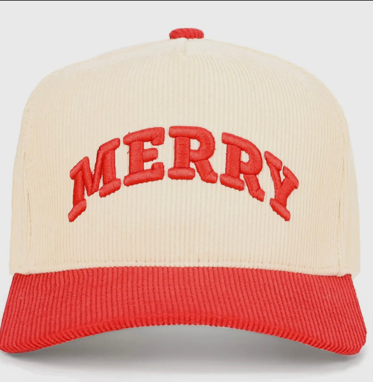 Corduroy Red Merry Christmas Hat