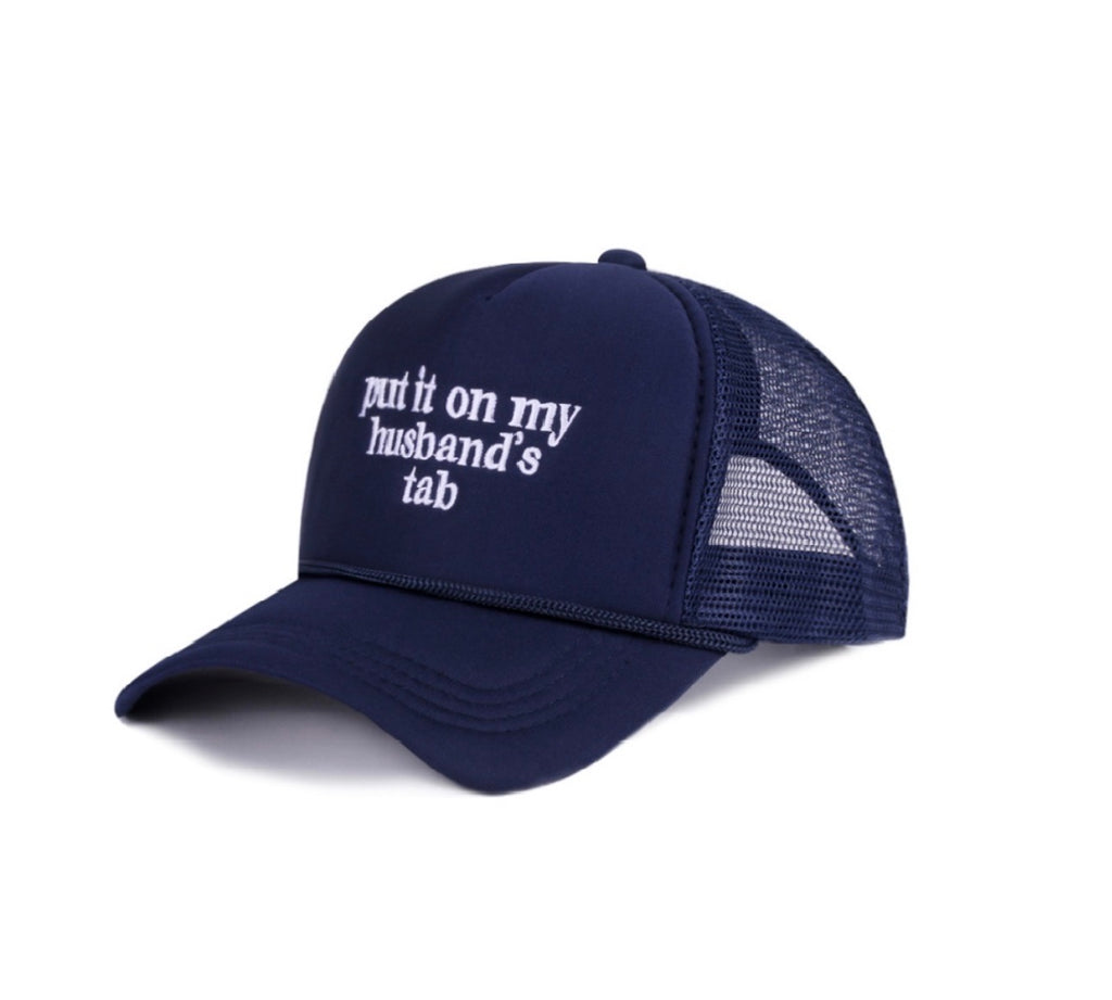 Put It On My Husbands Tab Navy Trucker Hat