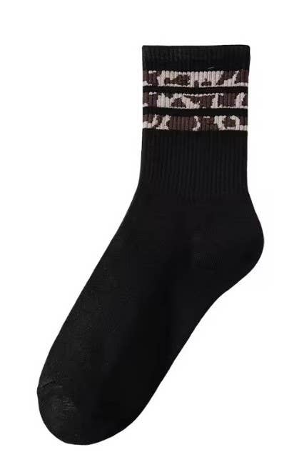 WOMAN ANIMAL LEOPARD HALF CREW THROWBACK SOCKS ETA 9/16
