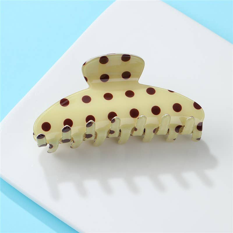 Retro Polka Dot Hair Claw - Glossy Spotted French ETA 9/16