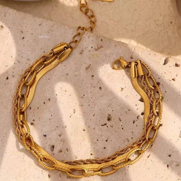 18K STAINLESS STEEL TARNISH FREE LAYERED BRACELET ETA 9/16