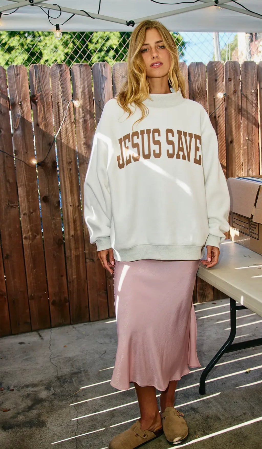 Reversible Cross/Jesus Saves Mock Neck Sweatshirt