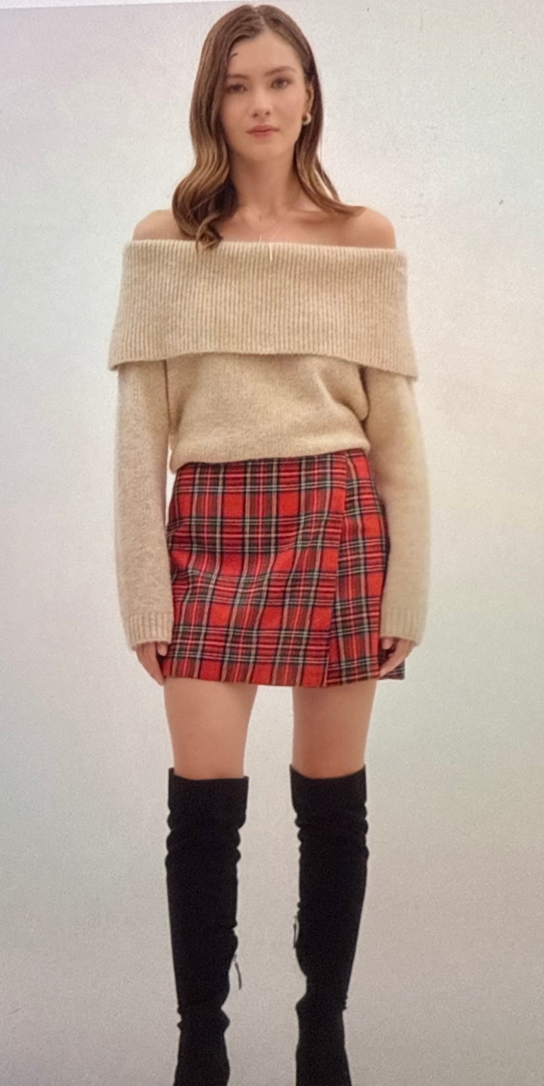 Entro Red Plaid Christmas skort