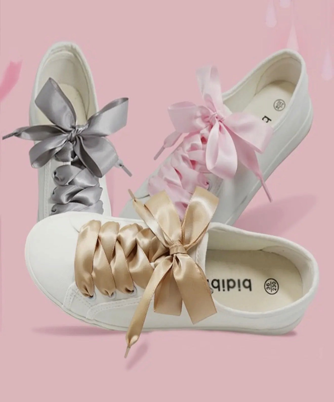 Pink Satin Bow Shoe Laces