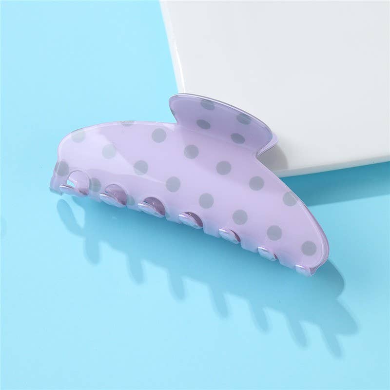 Retro Polka Dot Hair Claw - Glossy Spotted French ETA 9/16