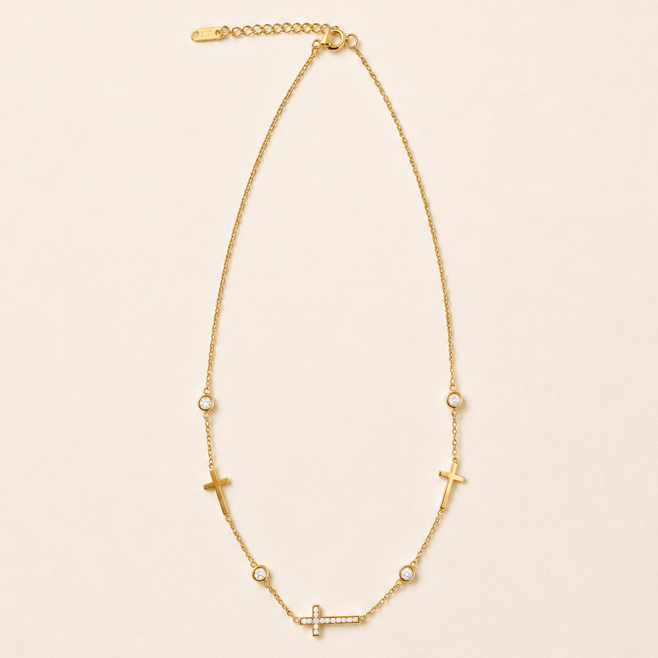 18K STAINLESS STEEL TARNISH FREE CROSS NECKLACE ETA 9/18