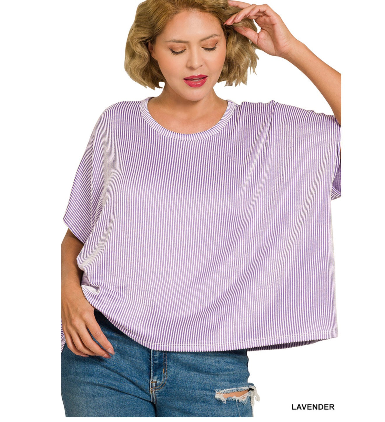 Zenana Plus Lavender Ribbed Top