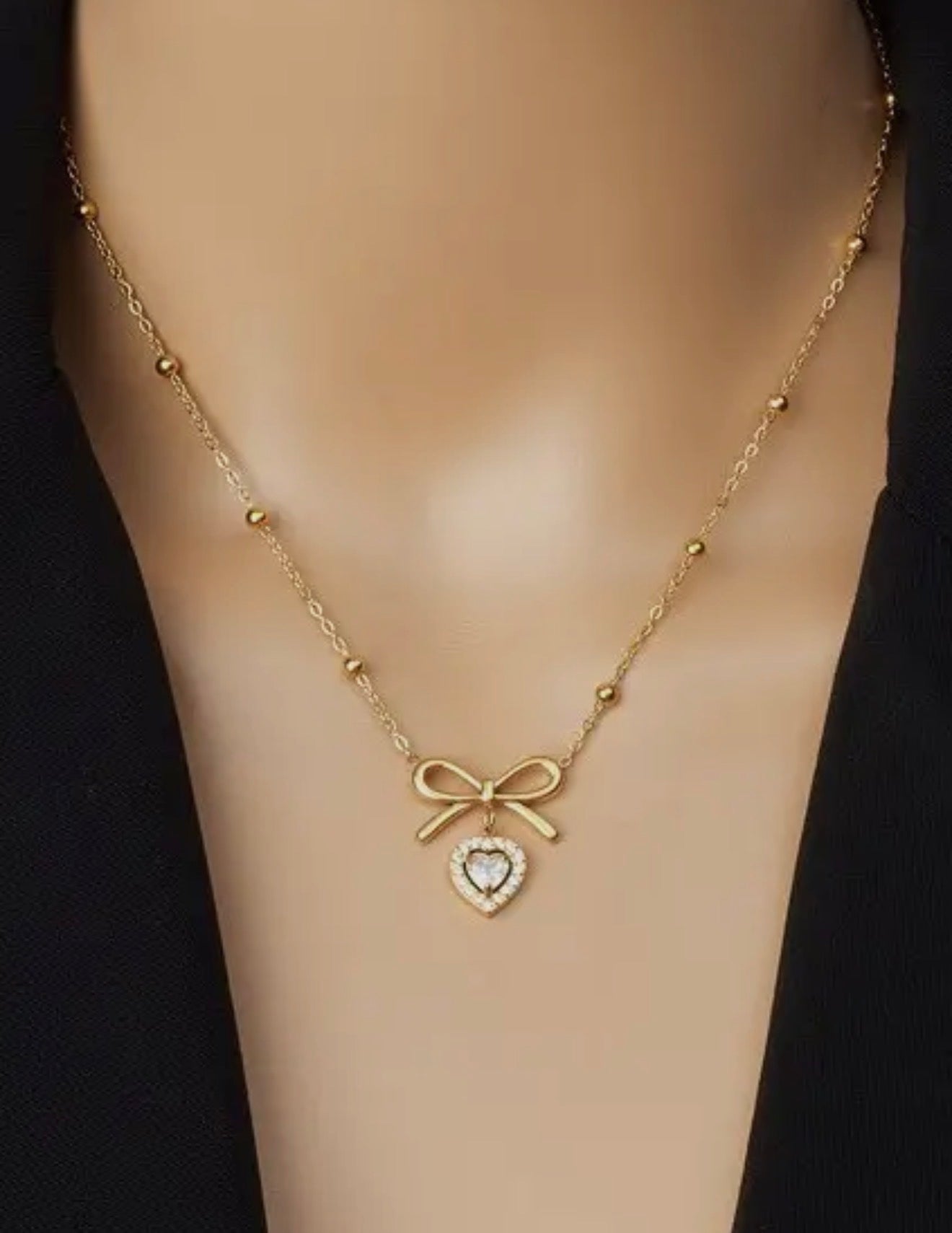 Bow Heart Necklace