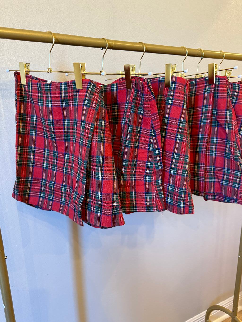 Entro Red Plaid Christmas skort