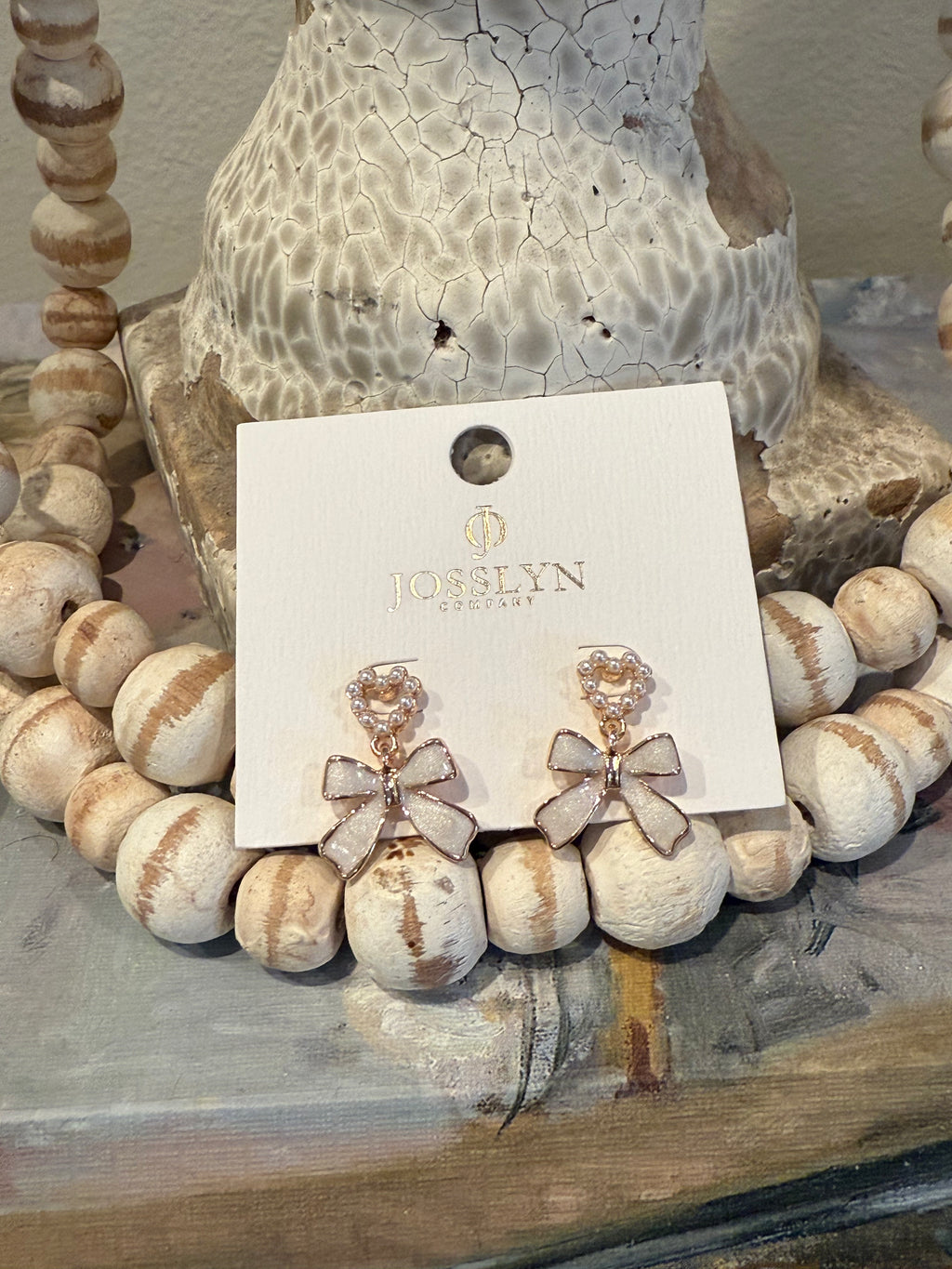 Bow Heart Pearl Drop Earrings