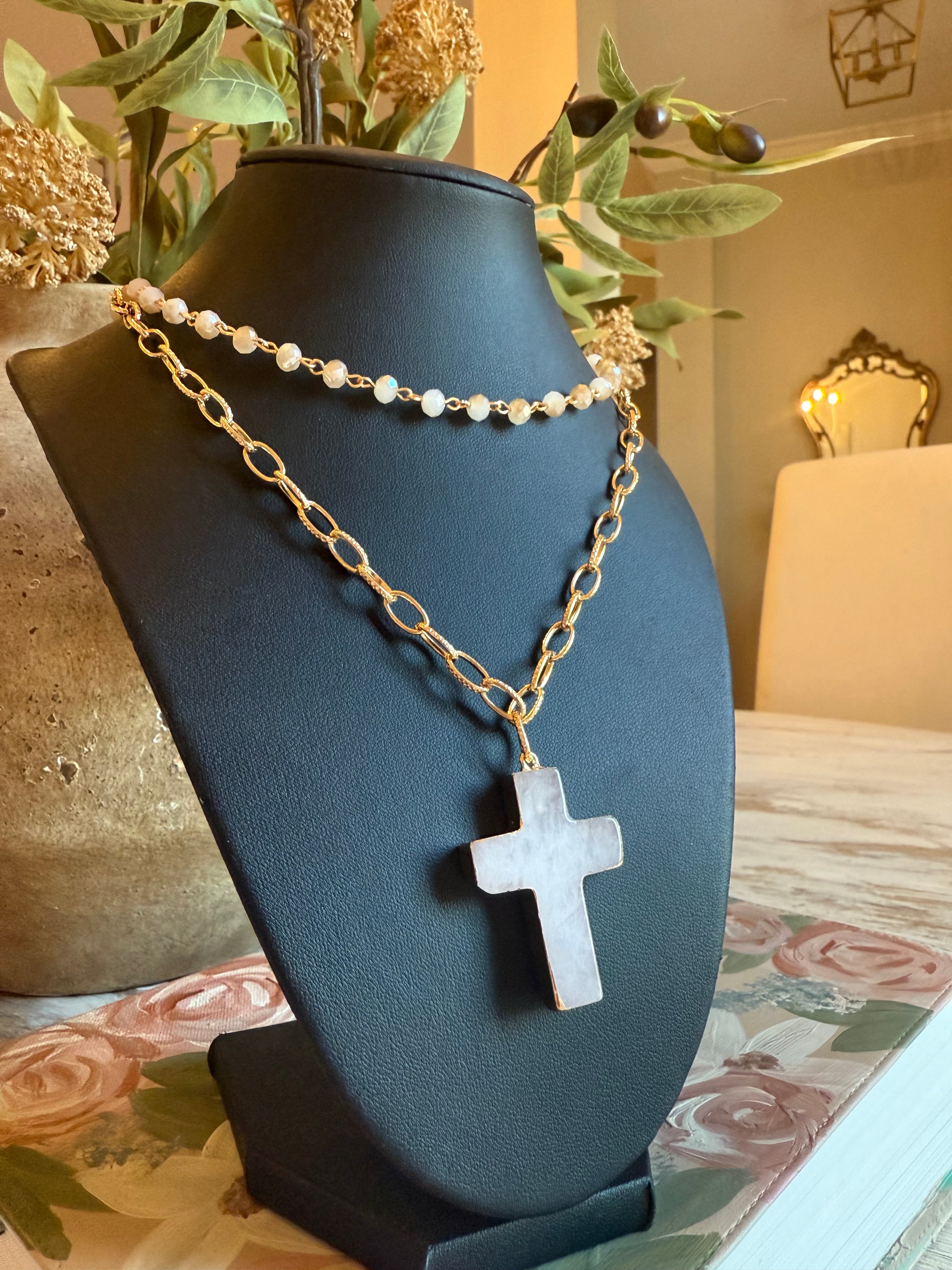 Eve Double Layer Cross Necklace