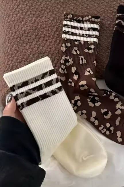 WOMAN ANIMAL LEOPARD HALF CREW THROWBACK SOCKS ETA 9/16