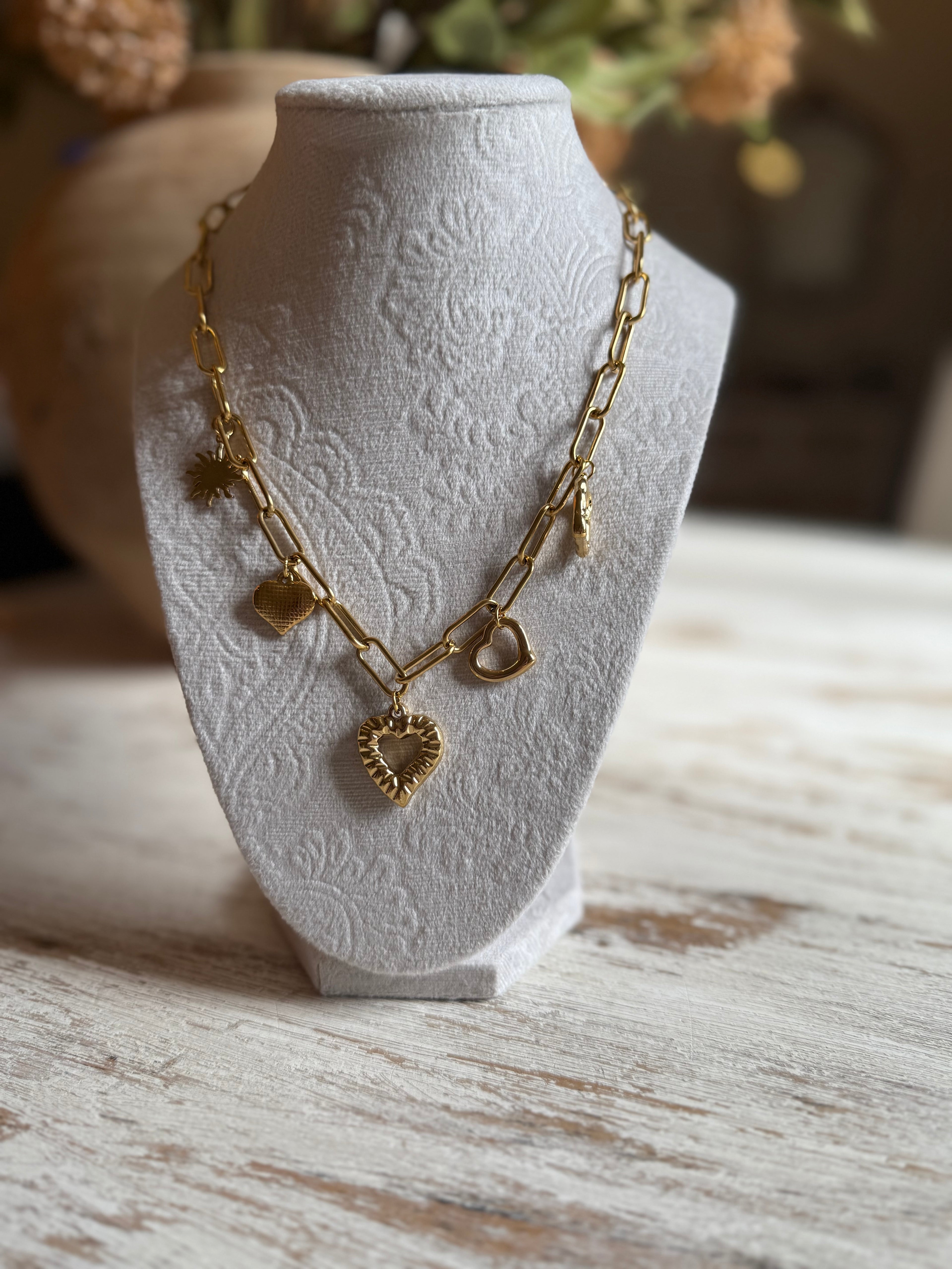 STAINLESS MAYA CHARM NECKLACE