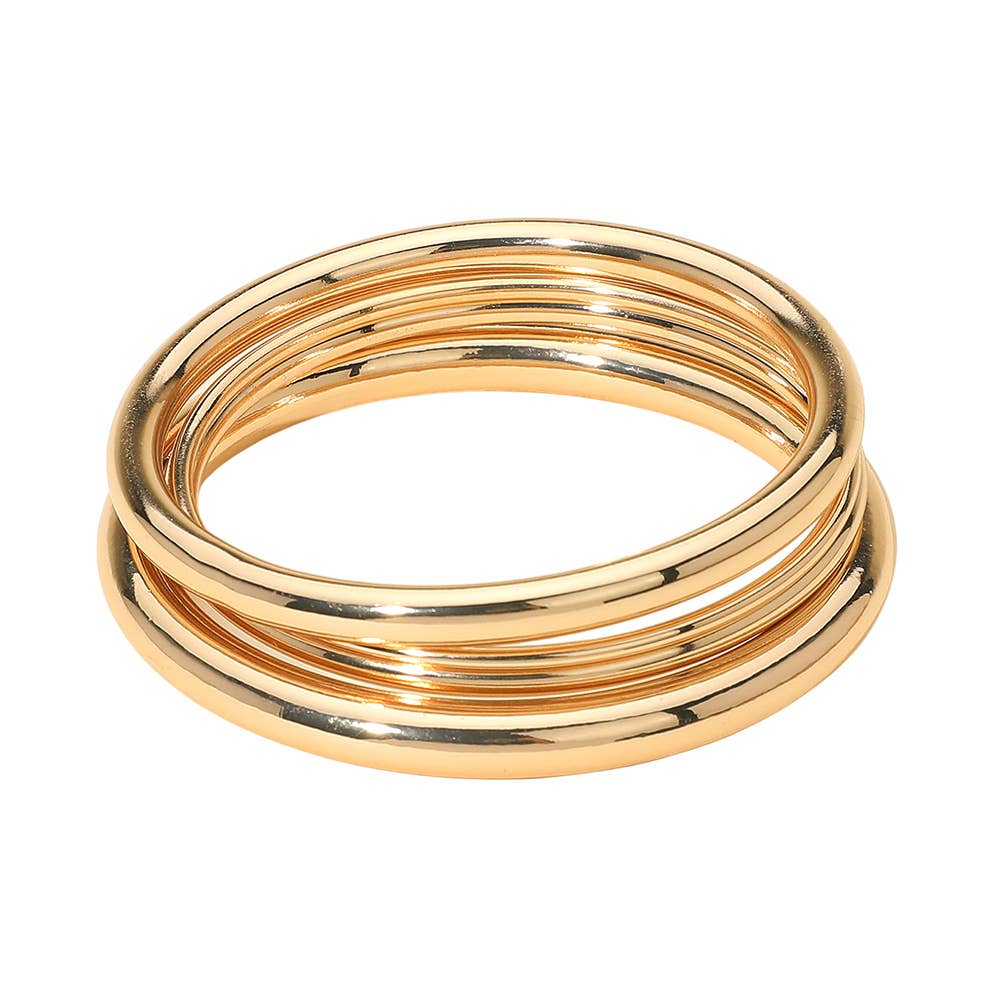 3PCS - Smooth Metal Stackable Multi Layered Bangle Bracelets