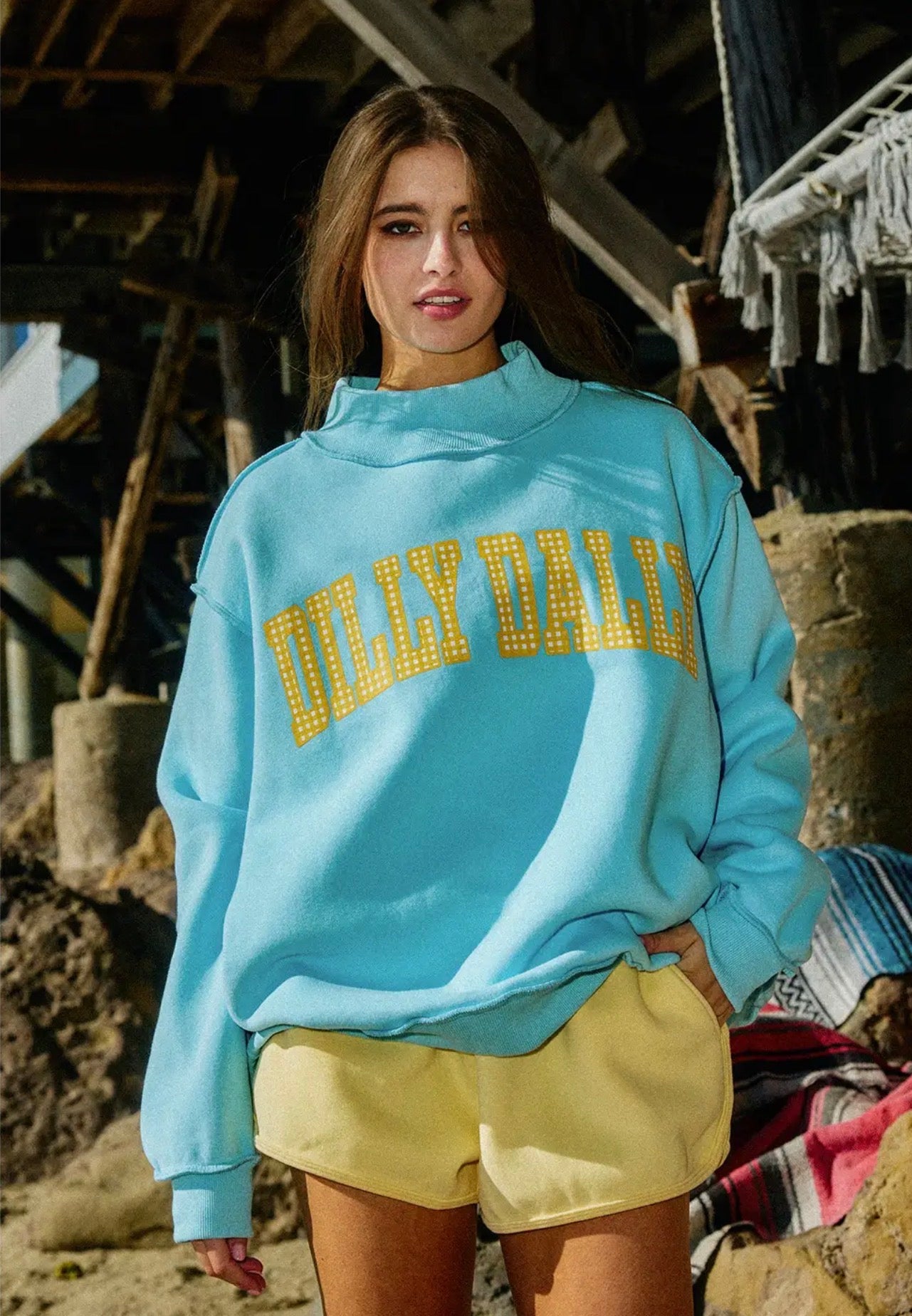 Reversible Dilly Dally/Lolly Gag Mock Neck Sweatshirt