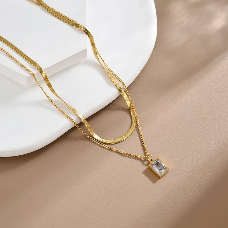 18K STAINLESS STEEL TARNISH FREE LAYERED NECKLACE ETA 9/16