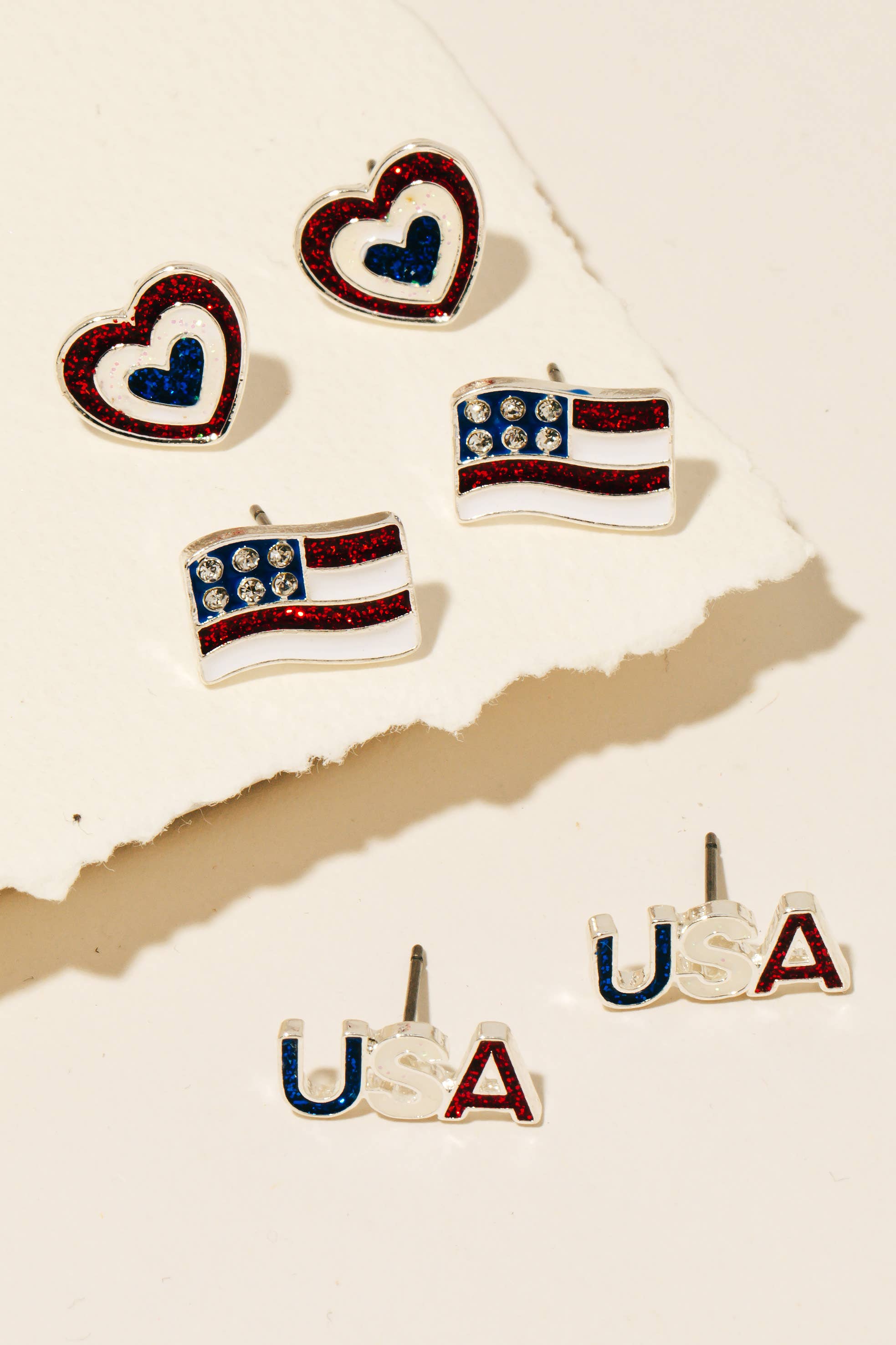 Mixed American Themed Stud Earrings Set