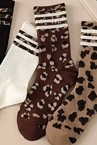 WOMAN ANIMAL LEOPARD HALF CREW THROWBACK SOCKS ETA 9/16