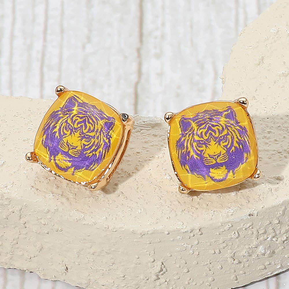 LSU Tiger Face Stud Earrings