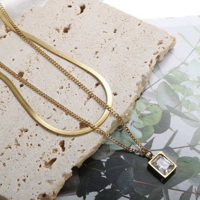 18K STAINLESS STEEL TARNISH FREE LAYERED NECKLACE ETA 9/16