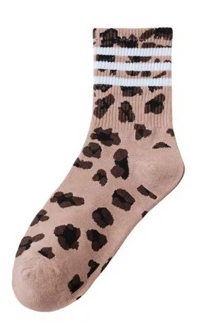 WOMAN ANIMAL LEOPARD HALF CREW THROWBACK SOCKS ETA 9/16