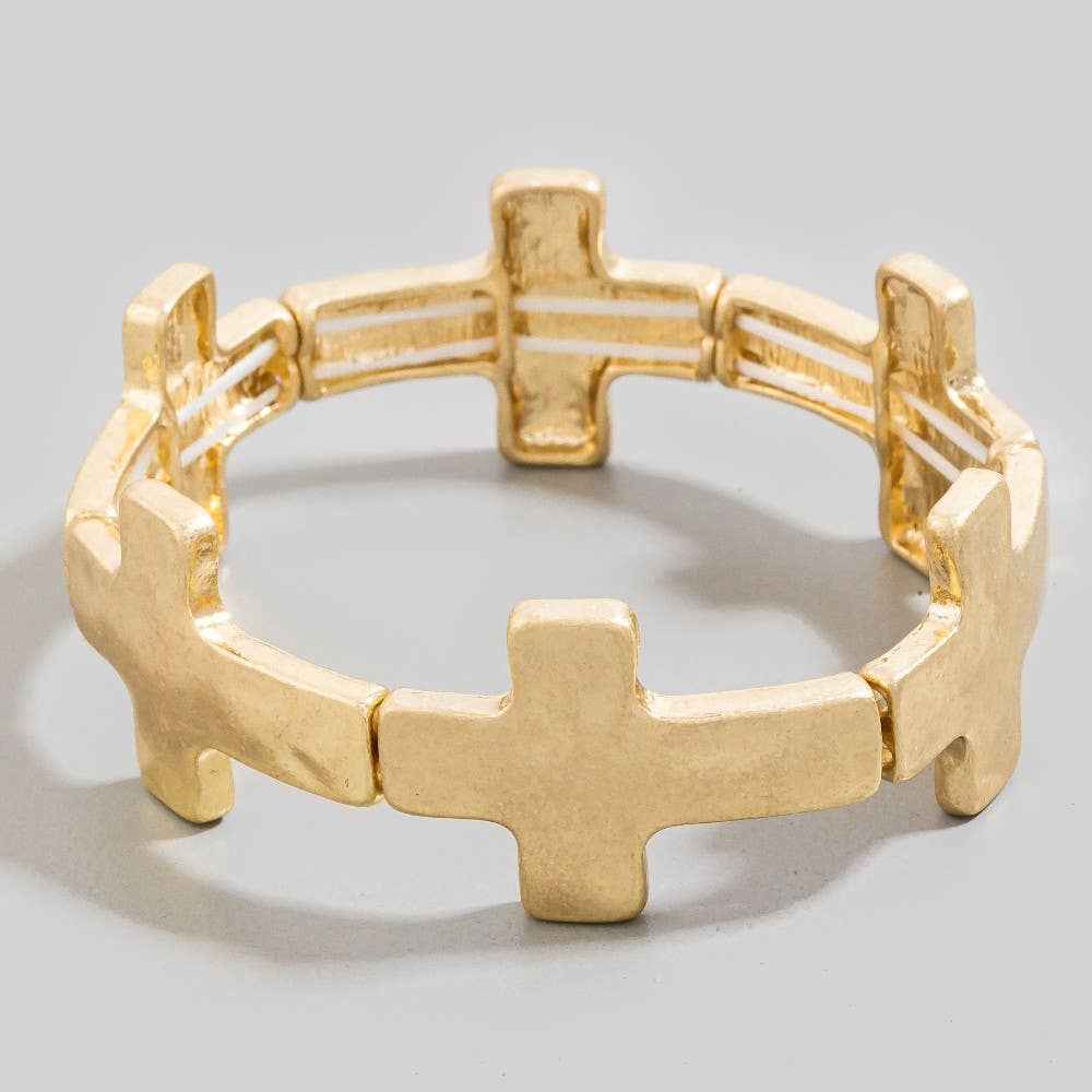 Cross Stretch Bracelet Gold