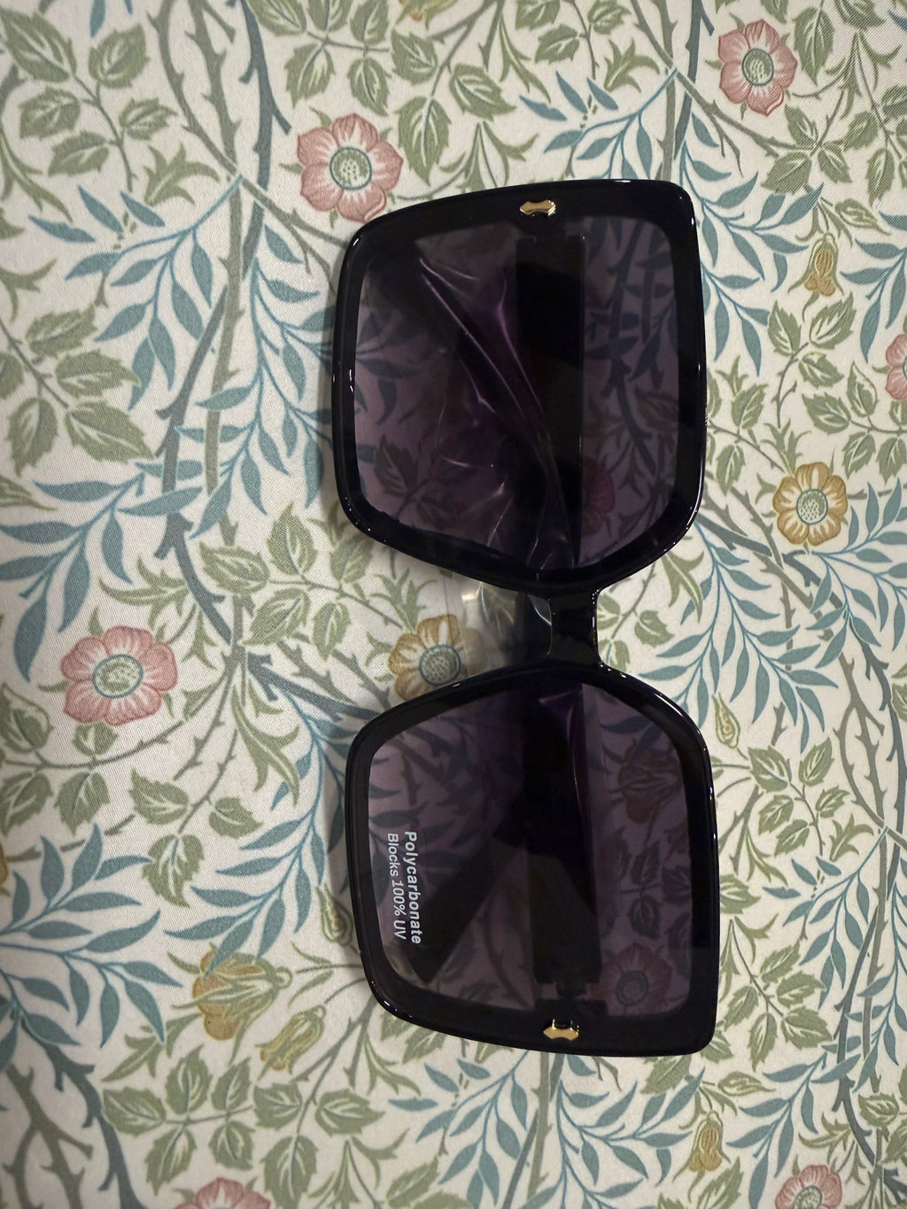 Oversized Square Sunglasses With Gold Corner Charm